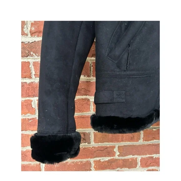 NWOT Club Monaco Woman’s Shearling Aviator Jacket In BlackSize XS